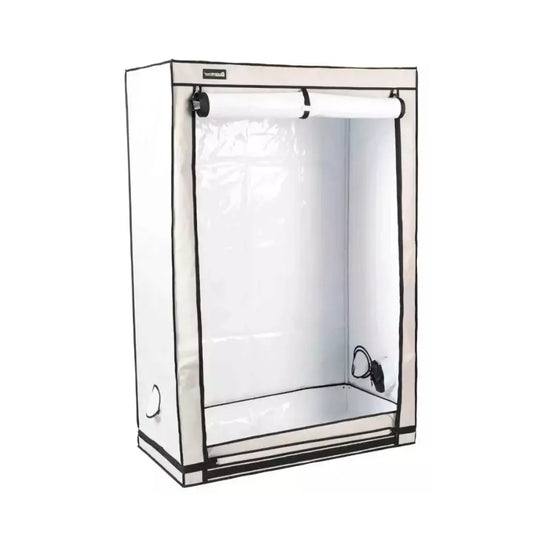 Homebox Ambient R120S indoor grow tent with reflective PAR+ interior, front access door and ventilation ports for hydroponic indoor growing
