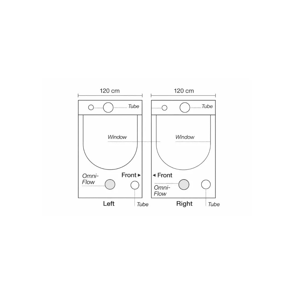Homebox Ambient R240+ grow tent side panels with viewing windows, ducting ports and Omni-Flow air vents for indoor hydroponic grow setup