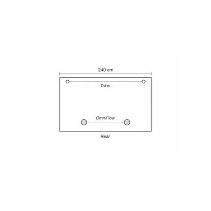 Homebox Ambient R240+ rear panel diagram with ventilation tube ports and Omni-Flow airflow system for large indoor grow tent