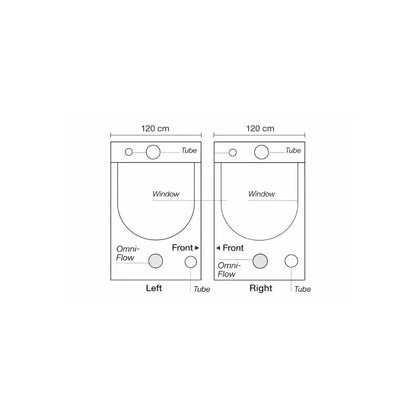 Homebox Ambient R240 grow tent side panels with viewing windows, ducting ports and Omni-Flow air vents for controlled indoor plant growing