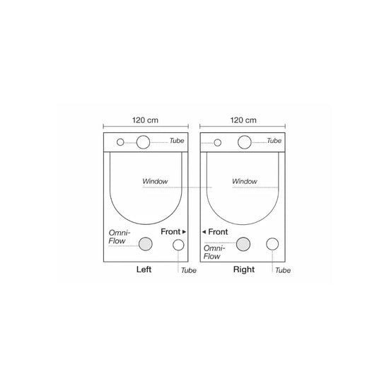 Homebox Ambient R240 grow tent side panels with viewing windows, ducting ports and Omni-Flow air vents for controlled indoor plant growing