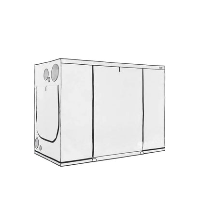 Homebox Ambient R300+ large indoor grow tent with reflective Mylar interior, multiple access doors and ventilation ports for professional hydroponic grow rooms