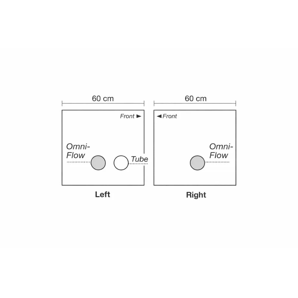 HOMEbox Ambient R80S grow tent layout diagram showing OmniFlow air vents and ventilation tube ports