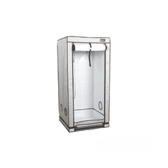 Homebox Ambient Q60+ hobby grow tent with reflective interior, zip access door and ventilation ports, compact indoor hydroponic grow room
