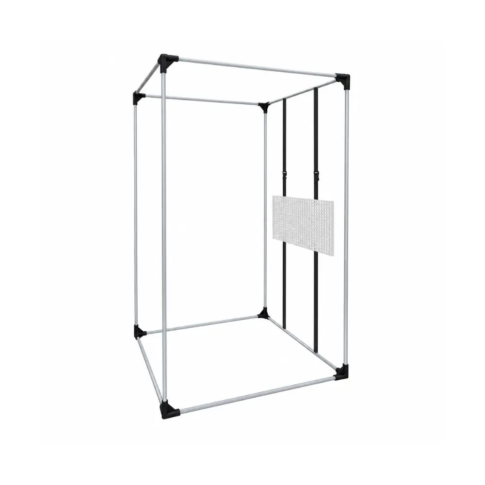 HOMEbox Equipment Board hung on black straps inside a grow tent frame, a white perforated panel for mounting gear