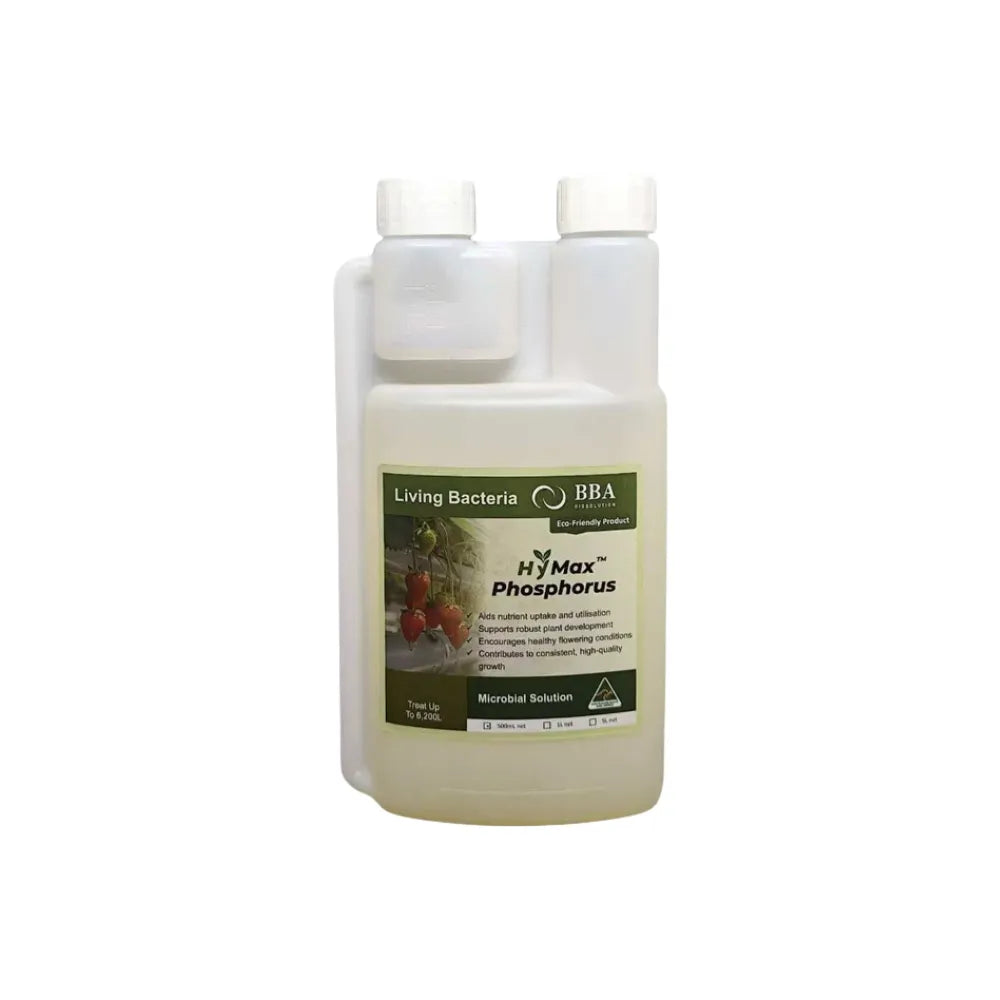 HyMax Roots Microbial Solution 500mL – bio-friendly root enhancer with live microbes for improved nutrient absorption.