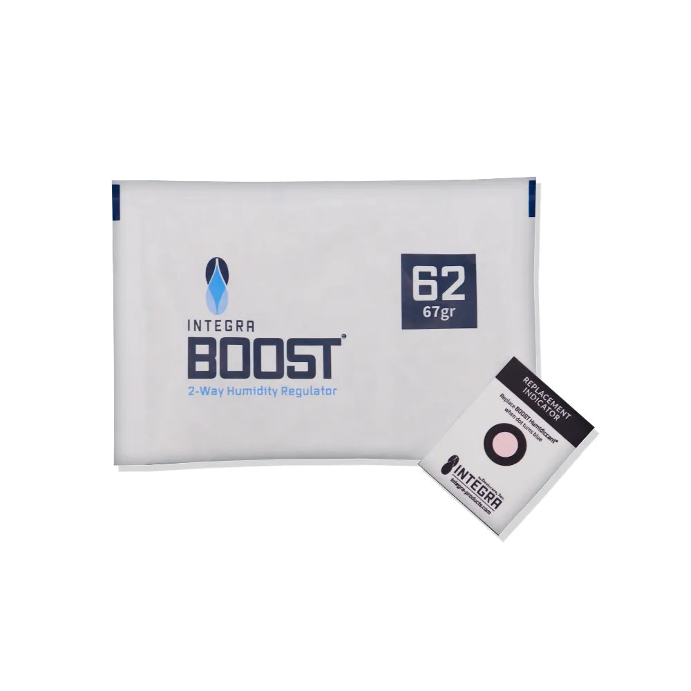 Integra Boost 62% humidity control pack 67g with replacement indicator card for plant storage