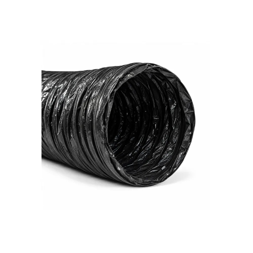 Flexible 100mm black nude ducting with durable wire core construction for indoor grow room extraction