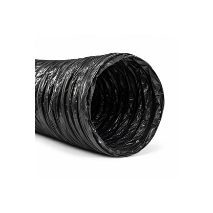 Flexible 100mm black nude ducting with durable wire core construction for indoor grow room extraction