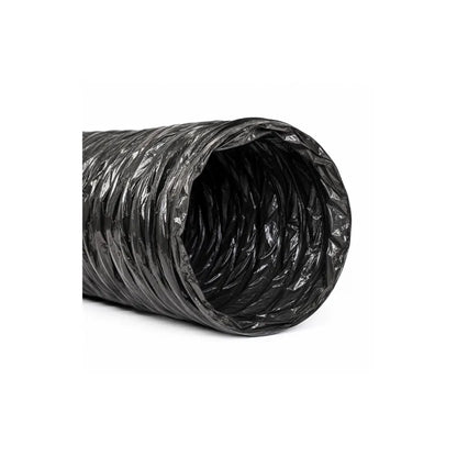 Flexible 200mm black wire core ducting for hydroponic grow room ventilation and extraction systems