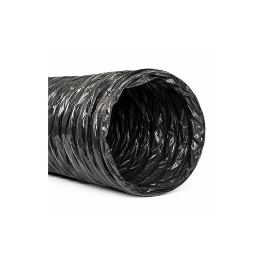 Flexible 200mm black wire core ducting for hydroponic grow room ventilation and extraction systems