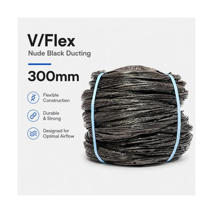 JBL V/FLEX 300mm black nude wire core ducting with flexible heavy-duty construction for optimal airflow
