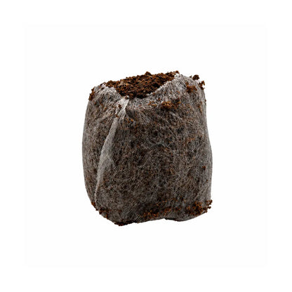 Hydrated JIFFY 7C coir pellet expanded upright in fine mesh netting, ready for seeds or cuttings