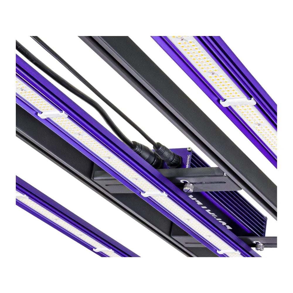 Close-up of Lumatek Zeus 300W Pro 3.1 LED bars showing high-efficiency diodes and solid build quality for optimal plant growth