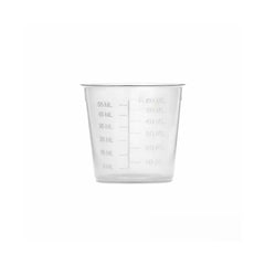 60mL plastic measuring cup for hydroponic nutrients, pH adjusters and liquid fertiliser with clear mL markings.