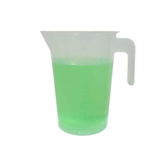 2L plastic measuring jug with spout for mixing hydroponic nutrients and plant feed