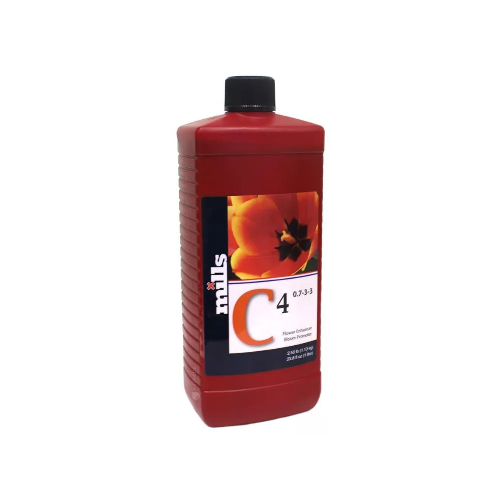 Mills C4 1L bloom enhancer. Flowering booster for hydroponics, soil and coco to increase flower size and heavier yields.