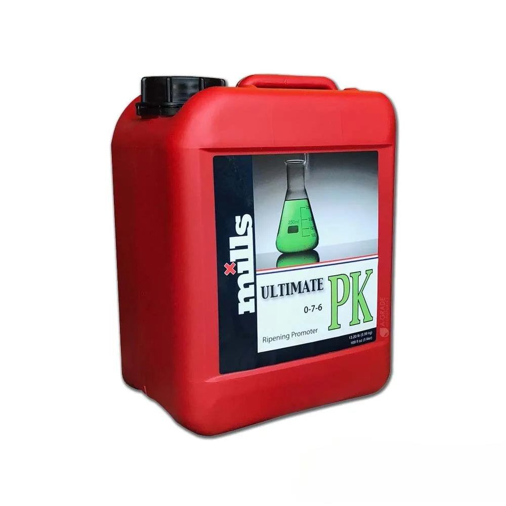 Mills Ultimate PK 0-7-6 bloom booster 5L. Hydroponic flowering nutrient and ripening promoter for bigger yields in soil, coco and hydro systems