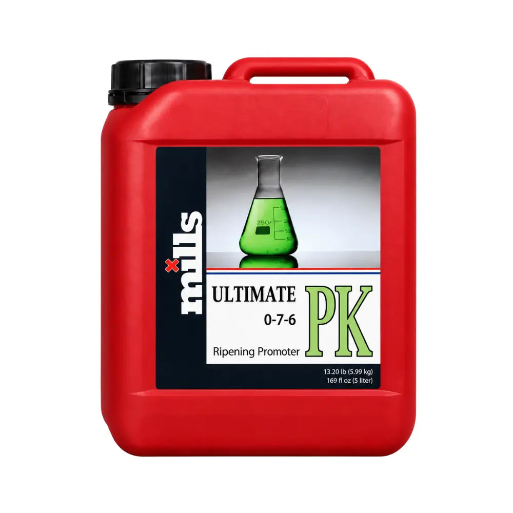 Mills Ultimate PK 0-7-6 bloom booster 5L. Hydroponic flowering nutrient and ripening promoter for bigger yields in soil, coco and hydro systems