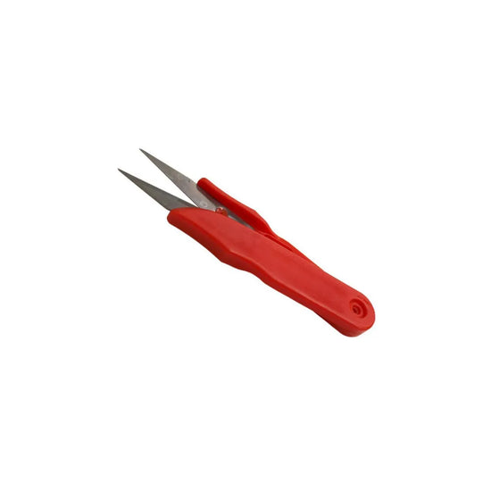 Red mini trimming snips with sharp stainless steel blades for pruning, gardening and detailed cutting