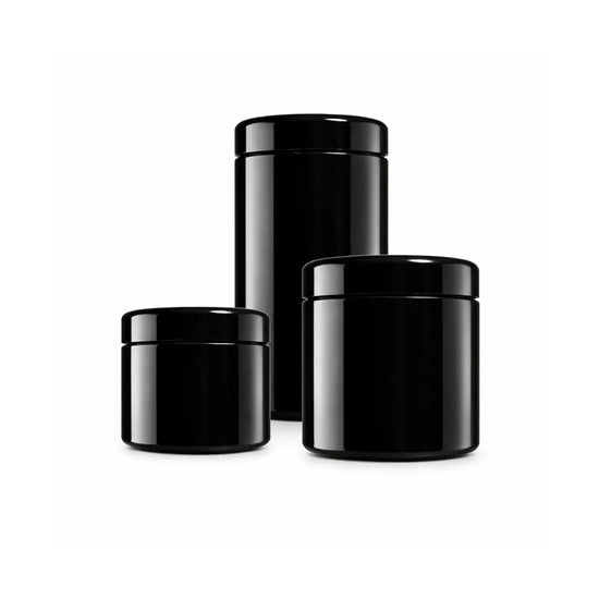 Set of Miron violet glass curing and storage jars 1L, 500ml and 250ml with airtight lids, UV-protective containers for herbs, spices and long-term food storage