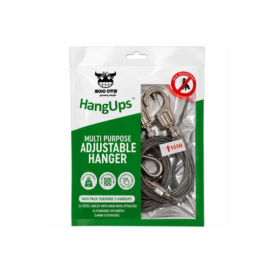 MOJO COW HANGUPS adjustable grow light hangers pack with steel cable hooks for hydroponic grow tents