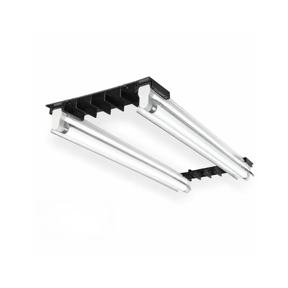 Dual 24W T5 HO fluorescent propagation light fixture with reflective hood for indoor gardening, hydroponics and vegetative plant growth