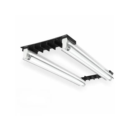 Dual 24W T5 HO fluorescent propagation light fixture with reflective hood for indoor gardening, hydroponics and vegetative plant growth