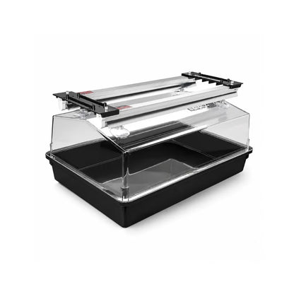 MOJO COW PS1 expandable T5 grow light mounted on propagation dome for seedlings, cuttings and indoor plant propagation