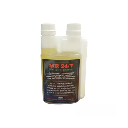 MR 24/7 250ml plant barrier treatment bottle with built-in measure for pest control and plant protection