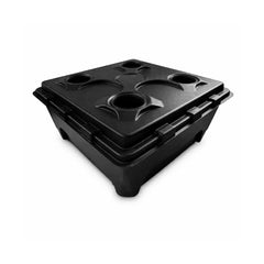Black NUTSYSTEMS Oxypot 4 hydroponic system lid with four net pot sites, ideal for DWC indoor plant growing setup
