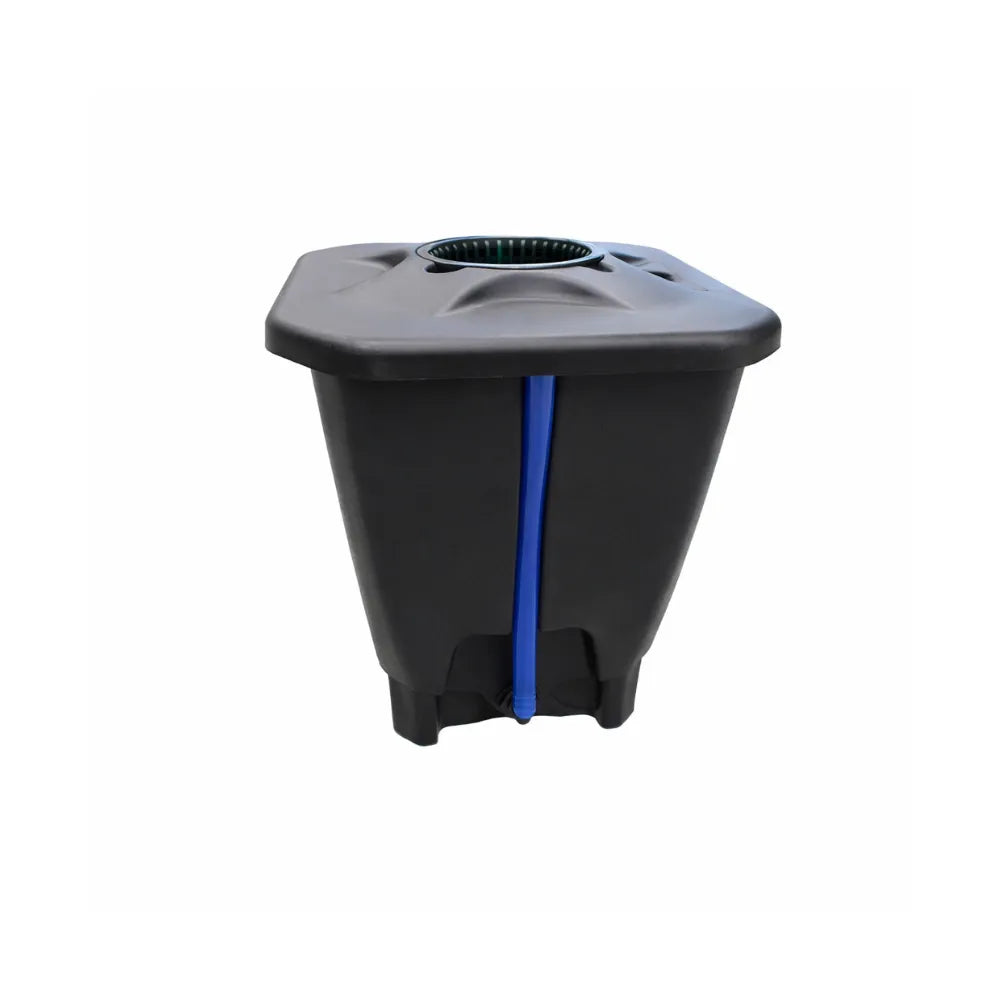 Black 19L Oxypot hydroponic system with central net pot and water level indicator