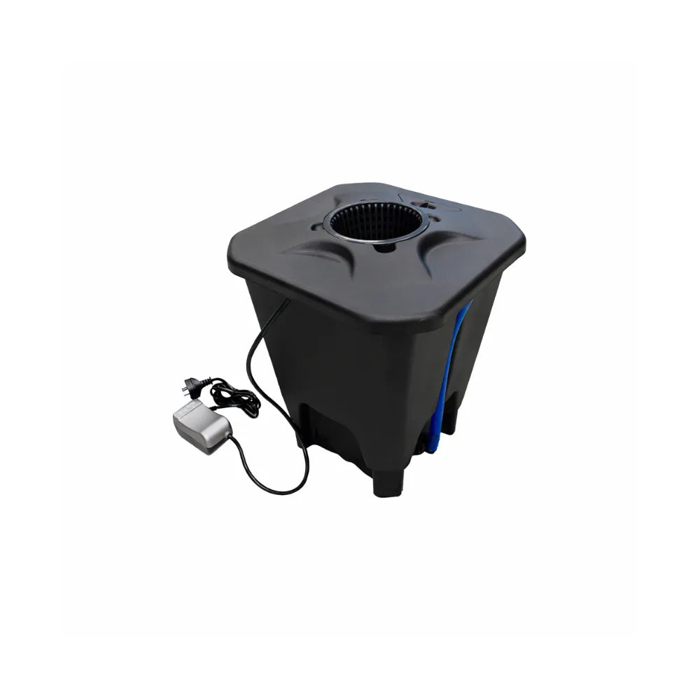 Single 19L Oxypot DWC hydroponic bucket kit with air pump and power cord