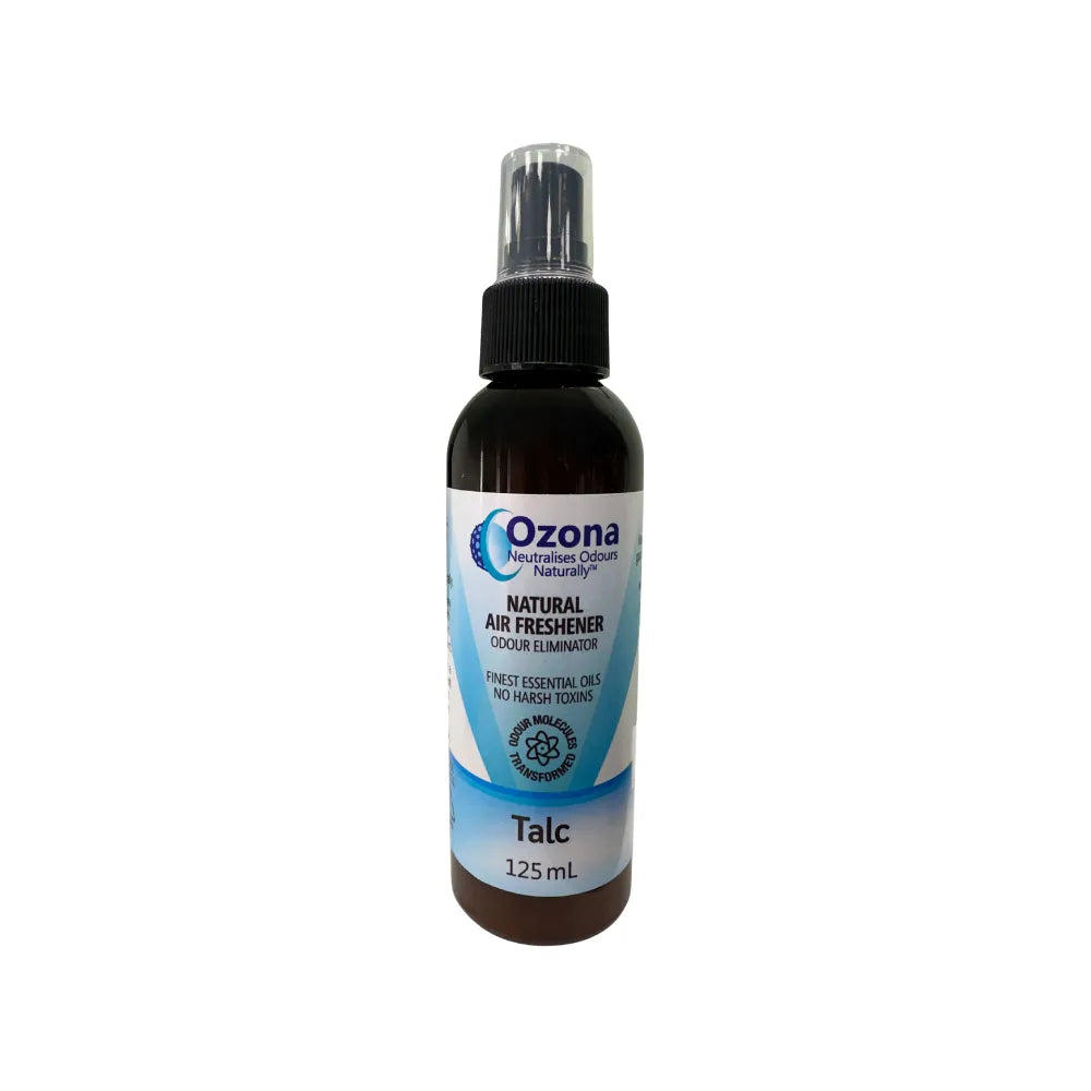 Ozona Natural Air Freshener Talc 125mL spray – odour neutraliser with essential oils, long-lasting room spray for indoor spaces