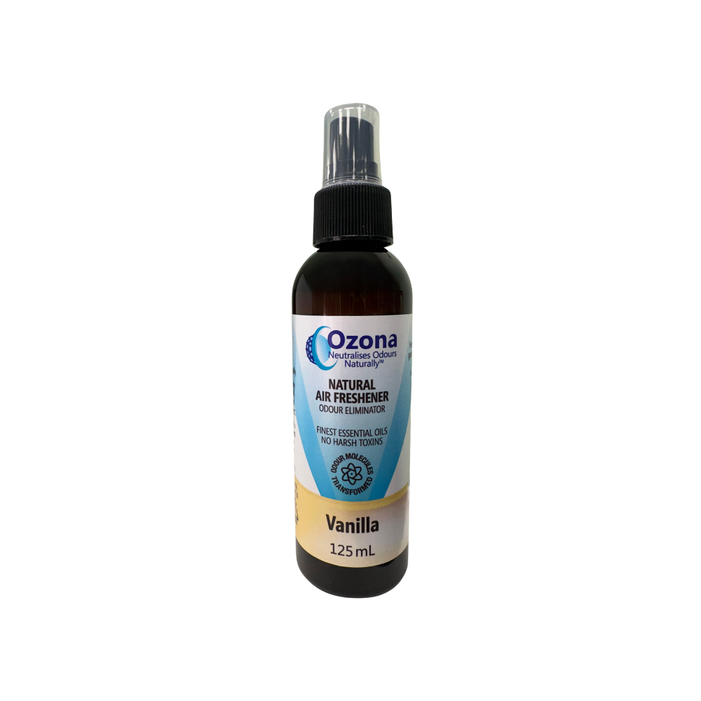 Ozona Natural Air Freshener Vanilla 125mL – non-toxic air freshener using essential oils to remove odours and leave a warm, sweet vanilla fragrance in your home.