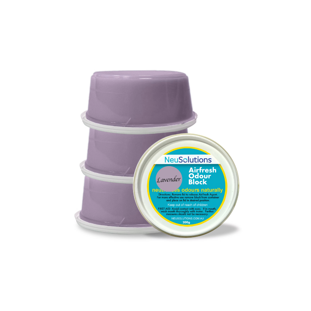 NeuSolutions Lavender Airfresh Odour Block 3-pack – hydroponic grow room odour control with calming lavender fragrance, ideal for indoor gardens and grow tents.