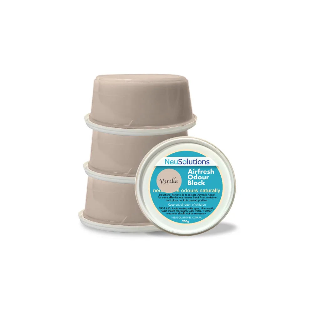 NeuSolutions Vanilla Airfresh Odour Block 3-pack – warm vanilla hydroponic odour neutraliser that keeps grow rooms, tents and indoor gardens smelling fresh naturally.