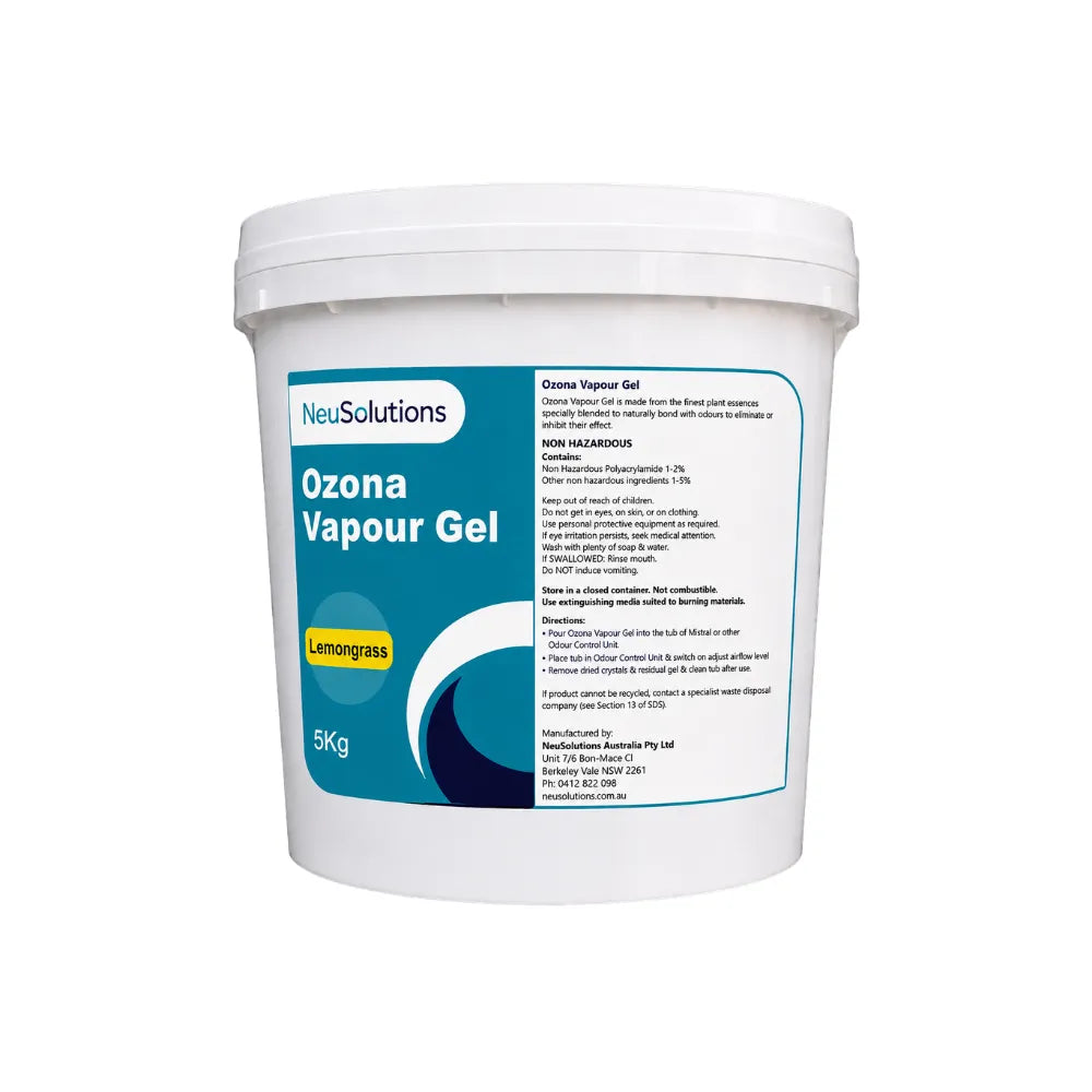 Ozona Vapour Gel 5kg lemongrass odour neutraliser for hydroponic grow rooms and indoor gardens.