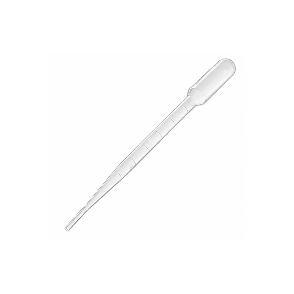 Clear plastic transfer 1ml pipette with graduated markings, disposable liquid dropper for laboratory, skincare or DIY use
