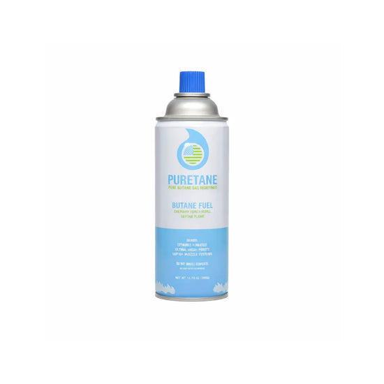 Puretane 99.99% ultra-refined butane gas 420ml canister for lighter refills and butane torches, premium high-purity fuel.