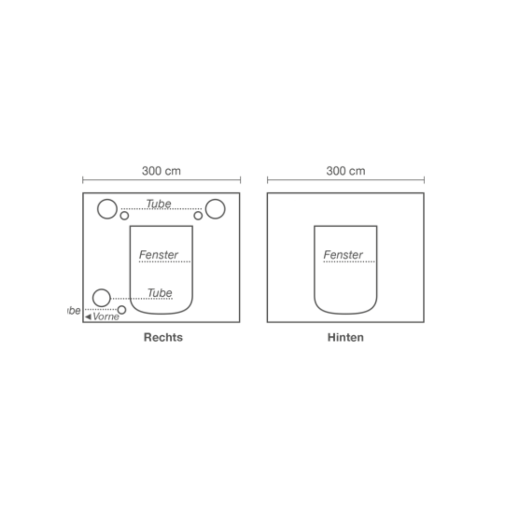 Diagram of the HOMEbox Ambient Q300+ left side and right side dimensions.