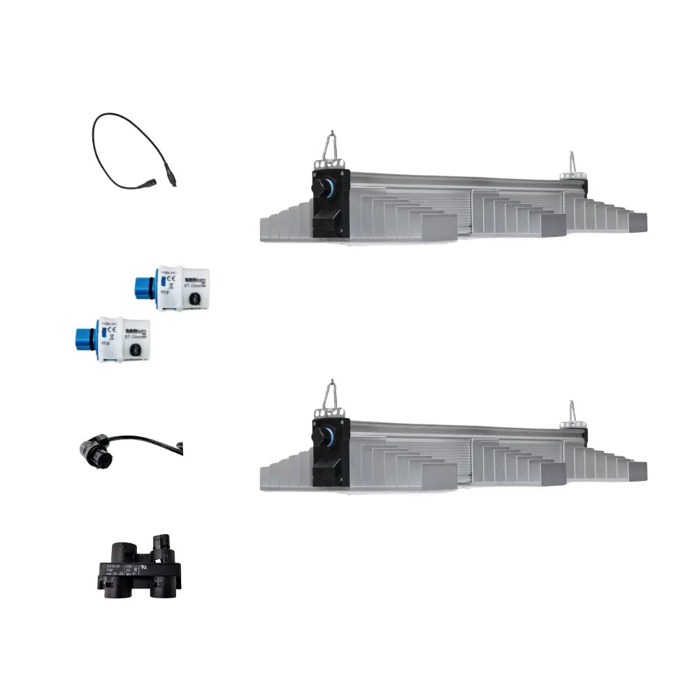 SANlight EVO 1.5 3-80 Series 400W dual LED grow light fixture kit with two EVO 3-80 light fixtures, dimmers and cables