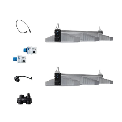 SANlight EVO 1.5 3-80 Series 400W dual LED grow light fixture kit with two EVO 3-80 light fixtures, dimmers and cables