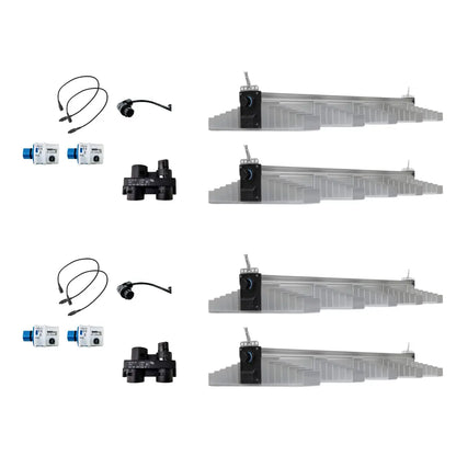 SANLIGHT EVO 5-120 quad LED grow light kit with four fixtures, four Bluetooth dimmers and connection cables
