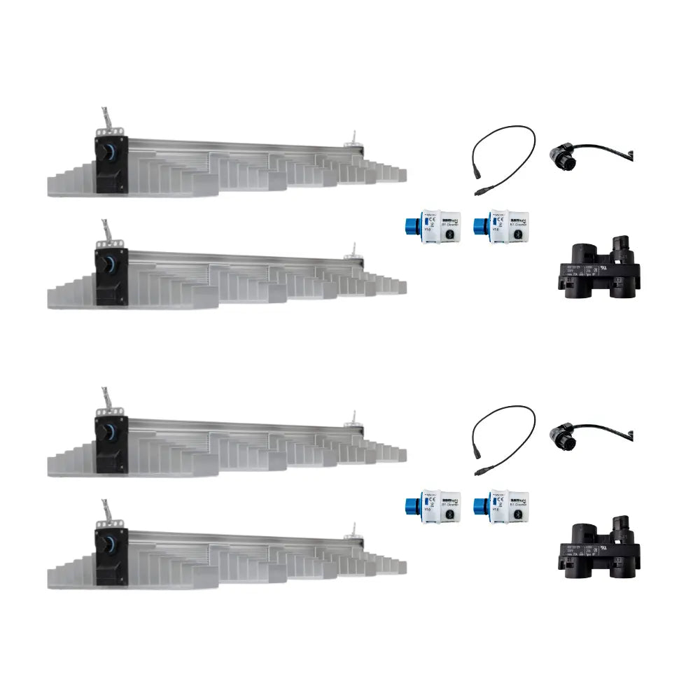 SANlight EVO 5-150 quad LED grow light kit with fixtures, dimmers and connectors