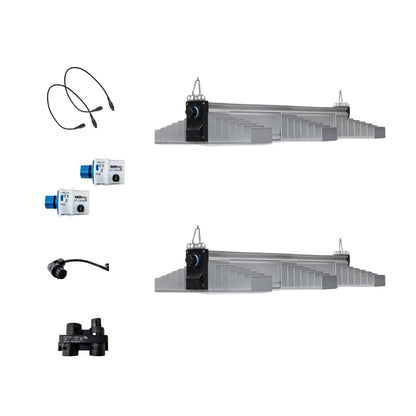 SANlight EVO 1.5 3-80 Series 400W dual LED grow light fixture kit with two EVO 3-80 light fixtures, dimmers and cables