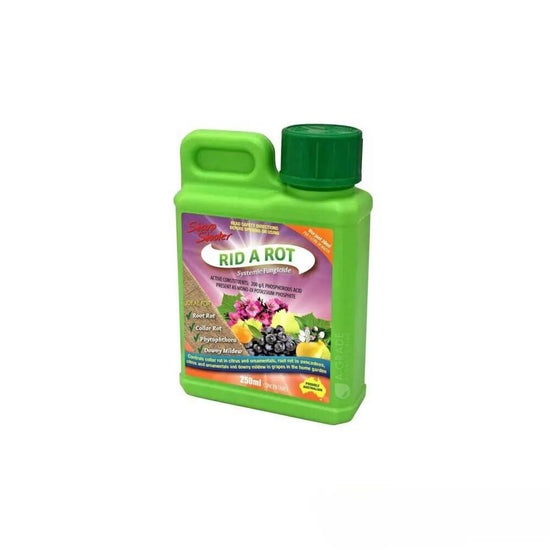 SHARP SHOOTER Rid A Rot Systemic Fungicide 250ml bottle for preventing root rot, powdery mildew and fungal disease in indoor and outdoor plants, flowers and vegetables.