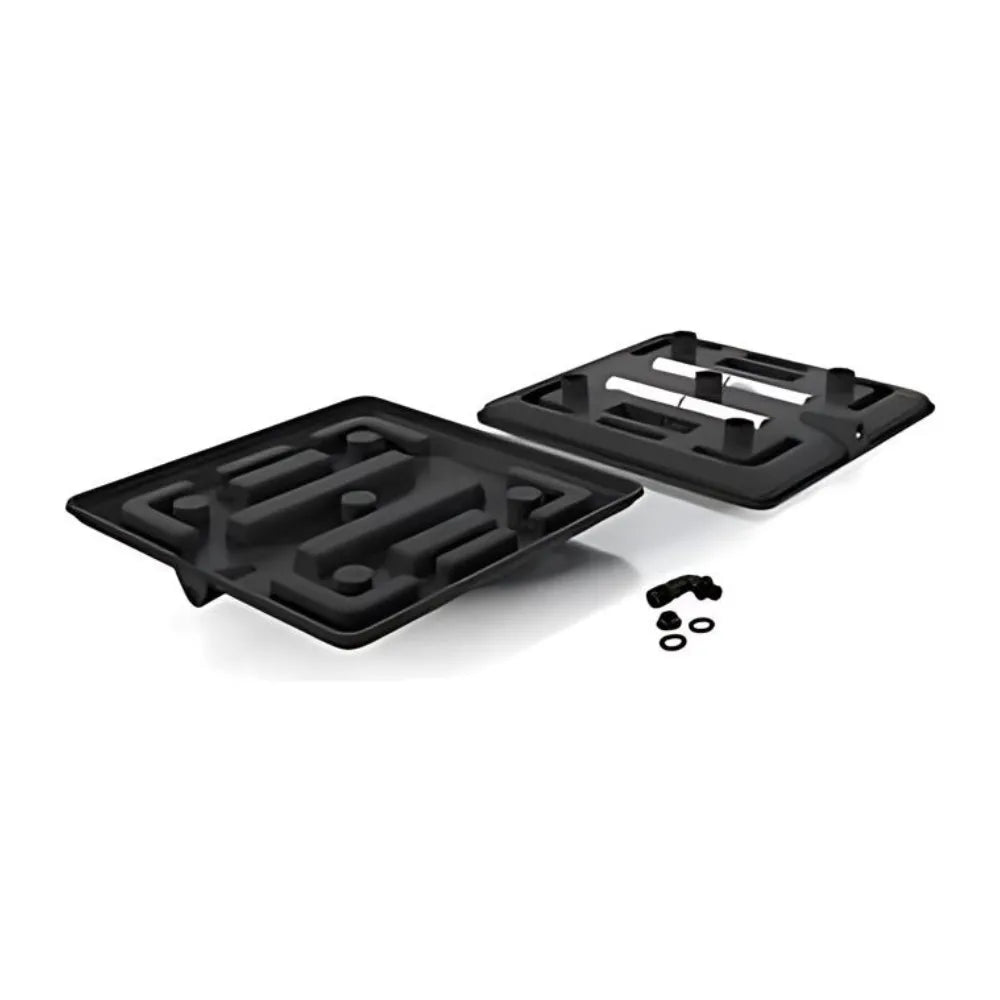 Black Ez-Pz 22 inch run-off tray kit with drainage outlet, durable plastic tray and fittings for hydroponic and indoor grow systems
