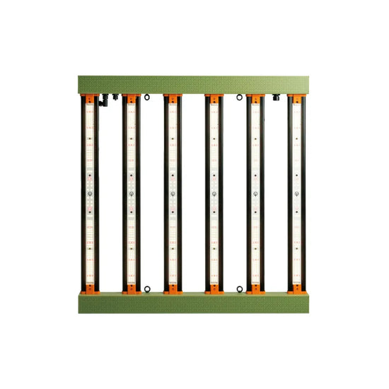 Treegers GL420W LED grow light under view showing six full-spectrum LED bars for hydroponic and indoor plant cultivation