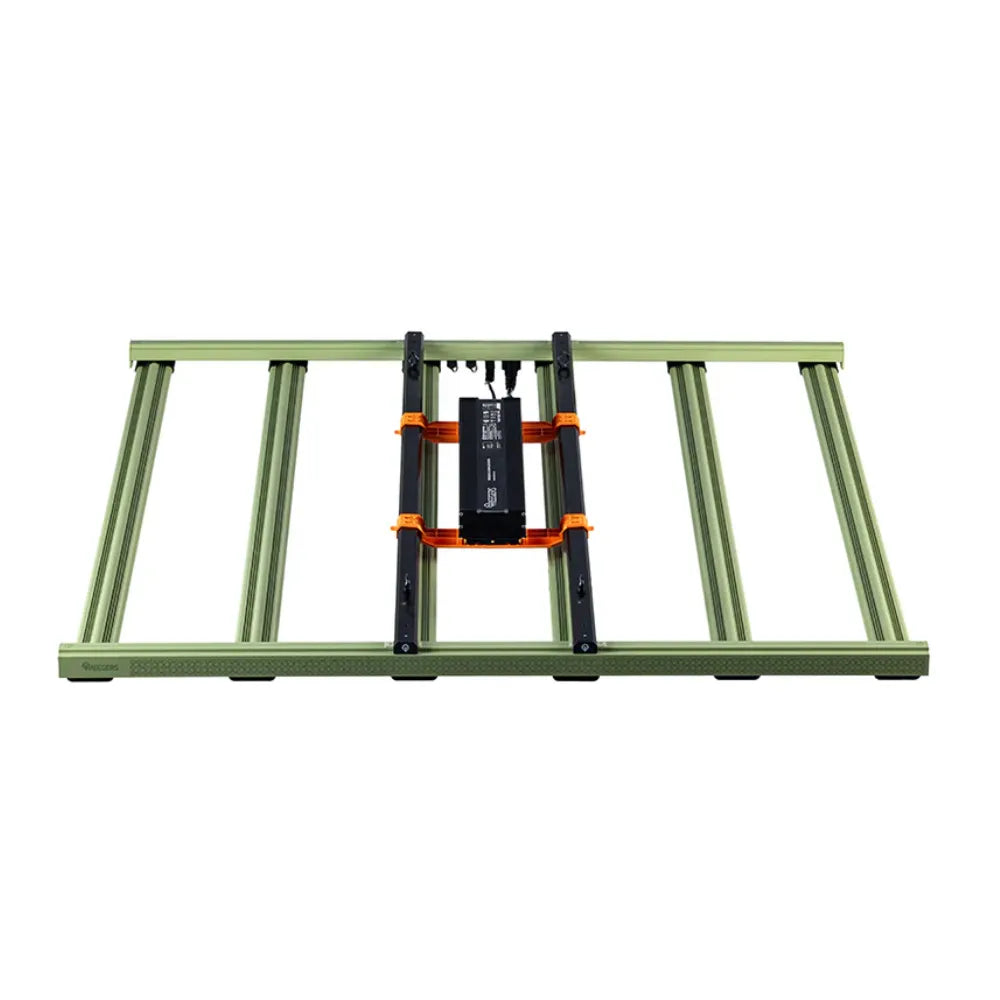 Top view of Treegers GL650W+ LED grow light showing remote driver and multi-bar frame for efficient heat management